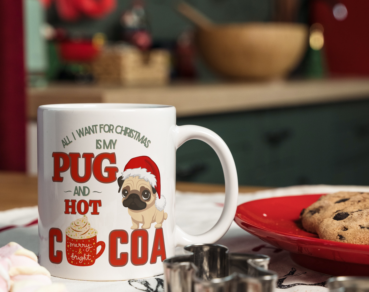 Christmas Pug Cocoa Mug